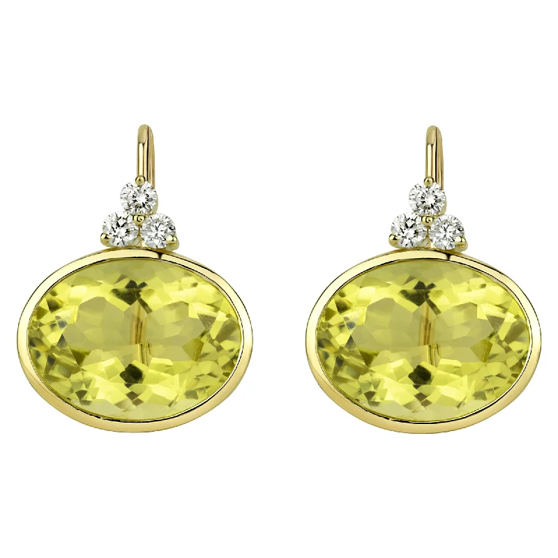 Ladies earrings for bridal glow -Earrings - Lemon Quartz And Diamond