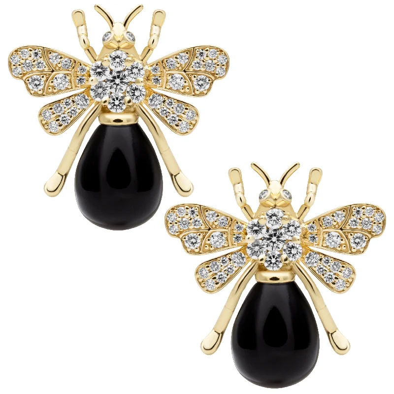 Ladies earrings natural brilliance -Earrings - Blackonyx And Diamond (2399C)