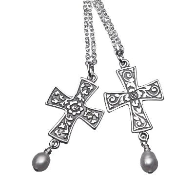 ladies-fashion-cable-chain-necklaces-RENAISSANCE CROSS Sterling Silver Necklace