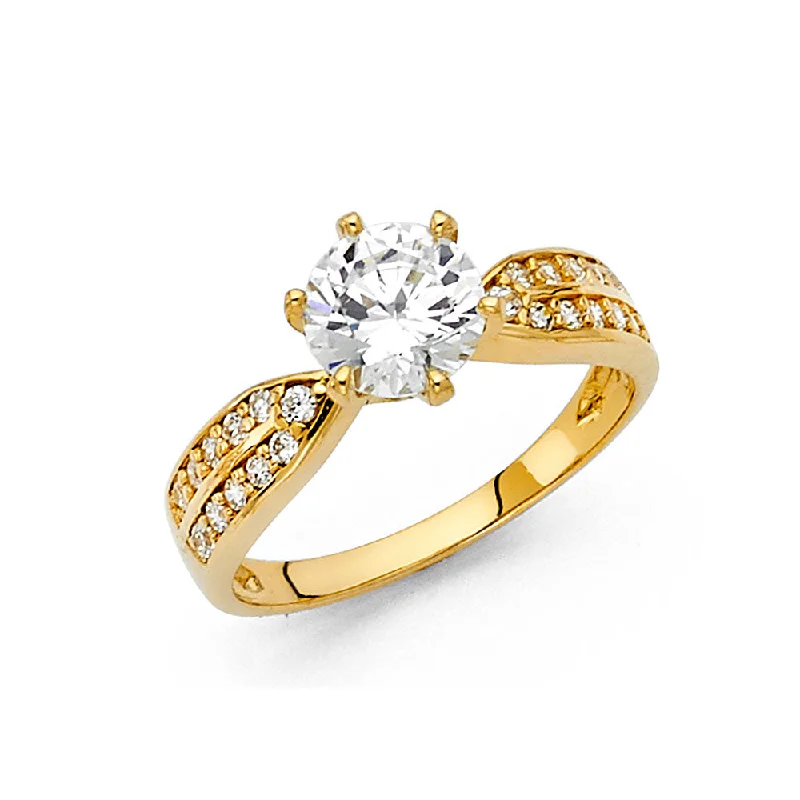 Ladies engagement rings with prism settings -14K CZ ENGAGEMENT RING