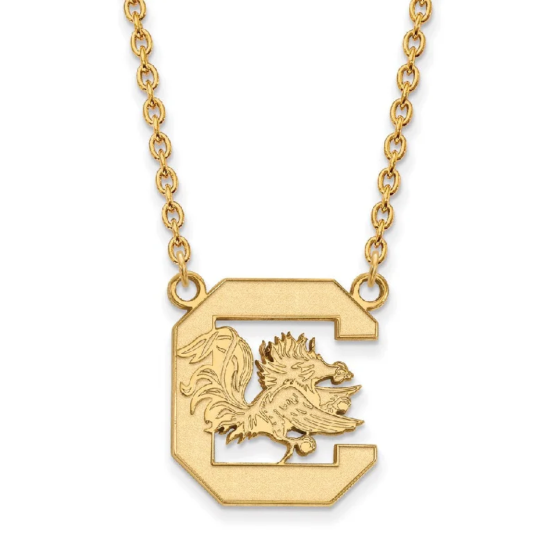 ladies-bridal-torque-necklaces-14k Gold Plated Silver South Carolina Large Gamecock Necklace