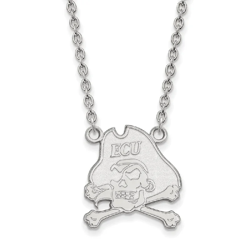 ladies-flower-torque-necklaces-14k White Gold East Carolina U Large Pirate Pendant Necklace