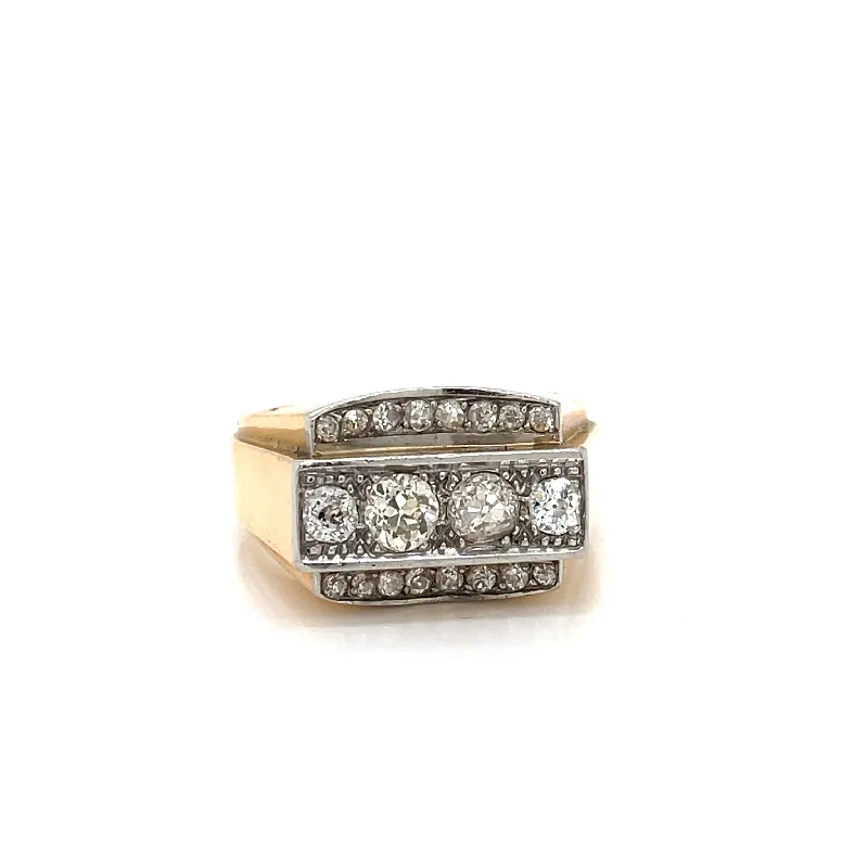 Ladies rings with scale designs -Art Deco Diamond Gold Cocktail Ring