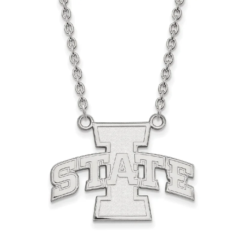 ladies-vintage-pendant-necklaces-14k White Gold Iowa State Large I State Pendant Necklace