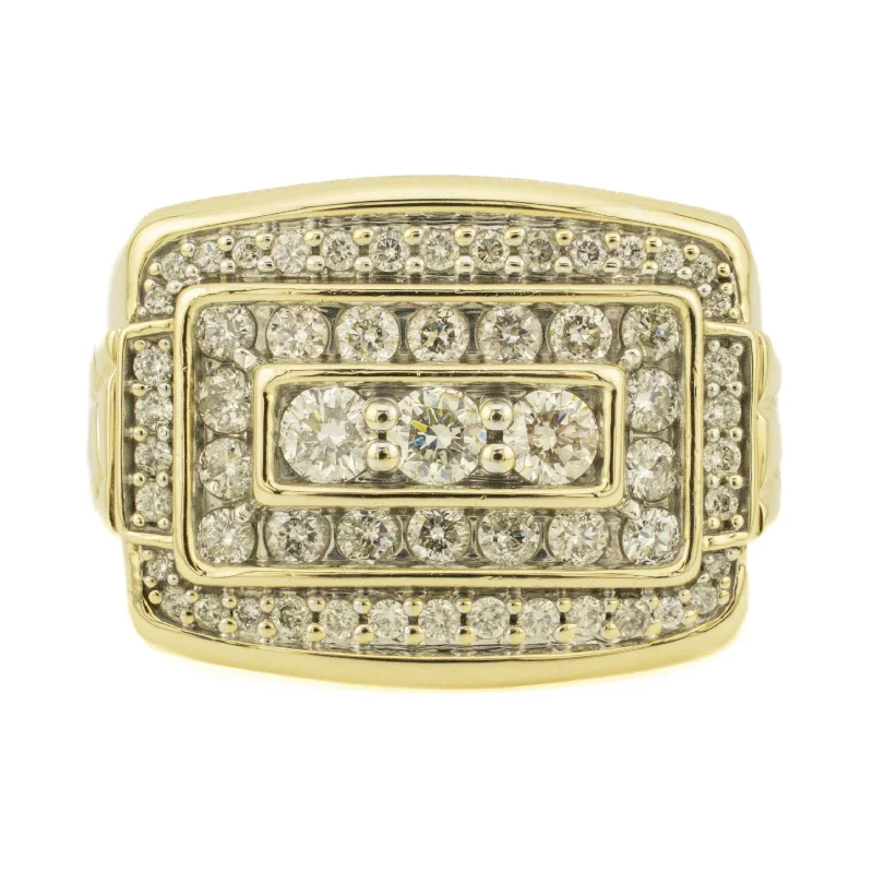 Ladies rings for lens vibes -1.50ctw Gent's Diamond Cluster Ring in 10K Yellow Gold - Size 10