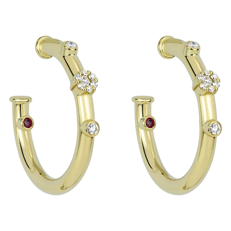 Ladies earrings fine studs -Earrings - Ruby And Diamond