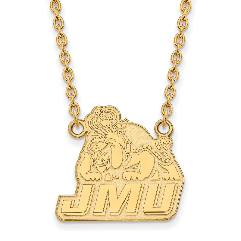 ladies-silver-gold-necklaces-10k Yellow Gold James Madison U Large Pendant Necklace