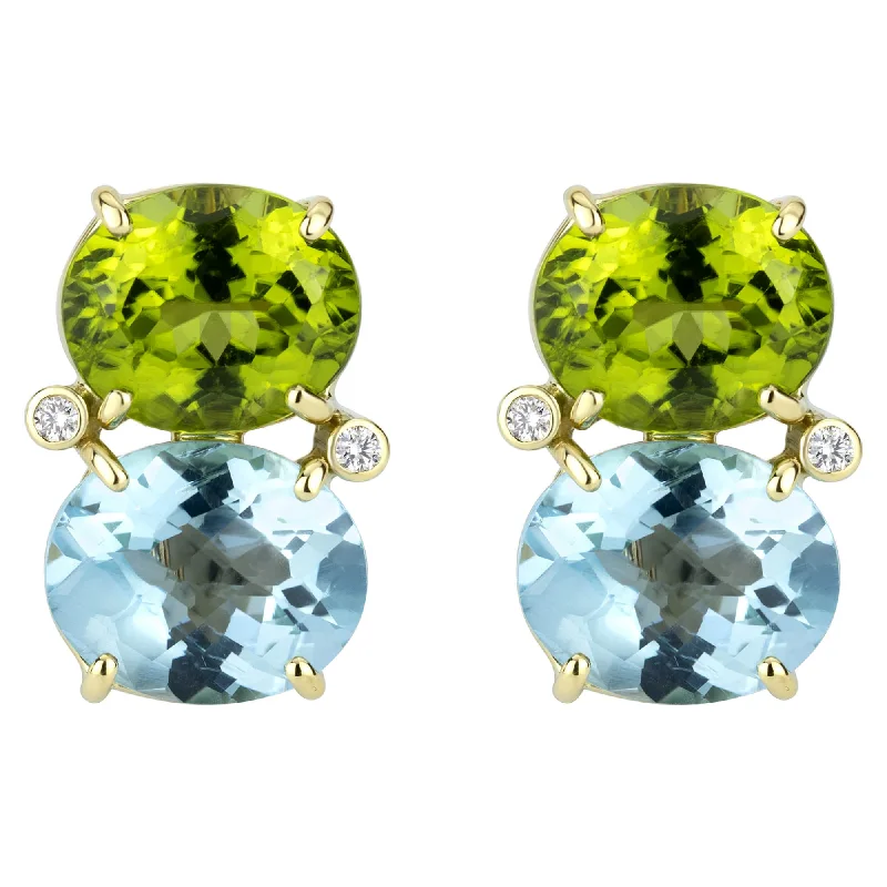 Ladies earrings roamer’s shine -Earrings - Blue Topaz, Peridot And Diamond