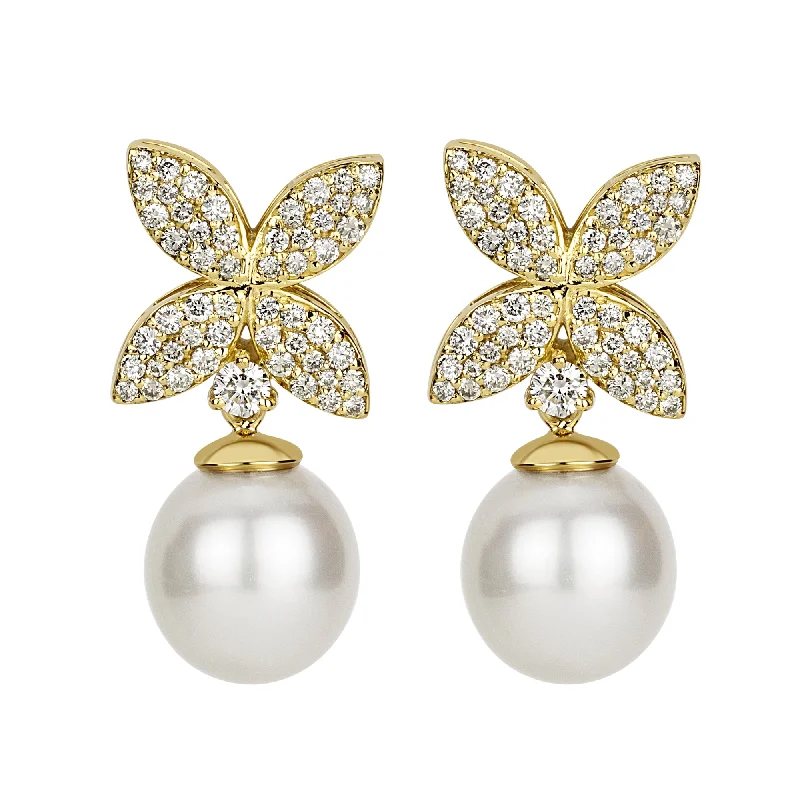 Ladies earrings for rebel vibes -Earrings - South Sea Pearl And Diamond