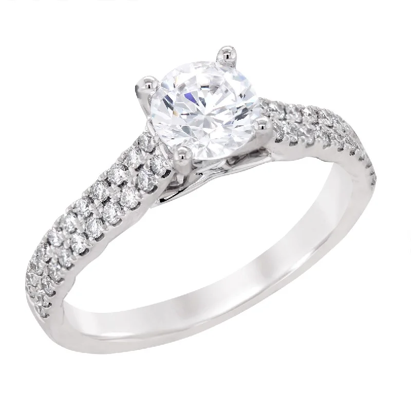 Ladies engagement rings with ring brilliance -WHITE GOLD ENGAGEMENT RING SETTING WITH 2 ROWS OF DIAMONDS, .35 CT TW