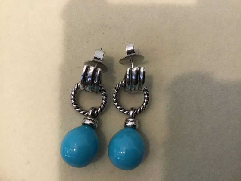 Ladies earrings slim shine -Repair - Earrings - Turquoise in Sterling Silver