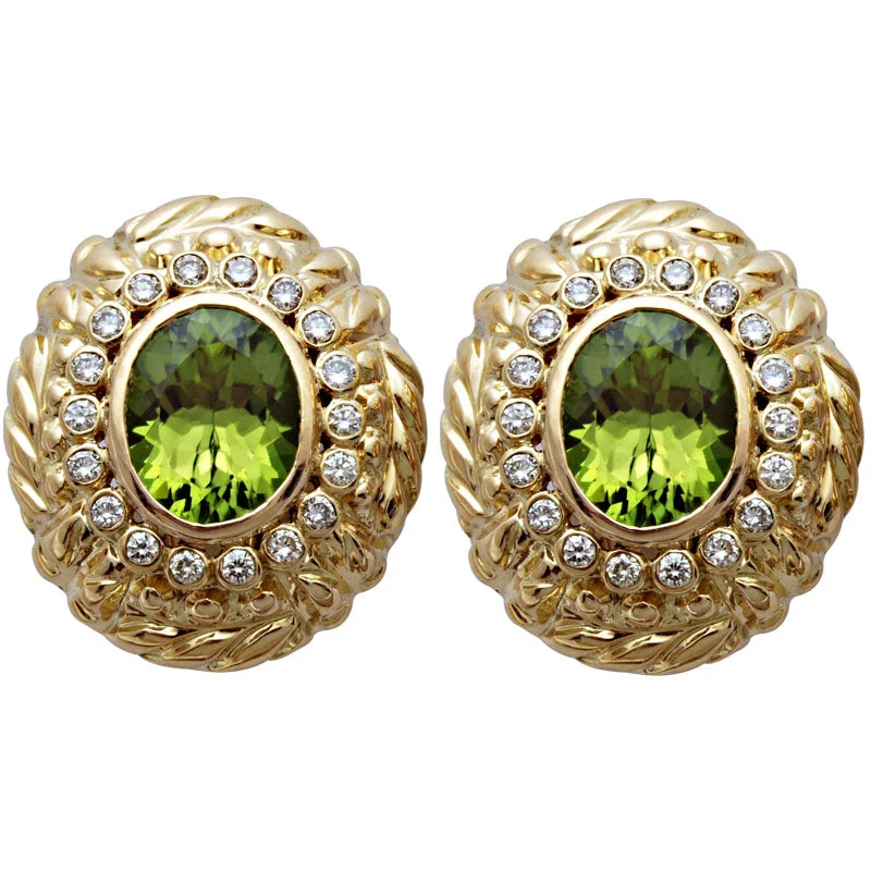 Ladies earrings for startup vibes -Earrings- Peridot And Diamond