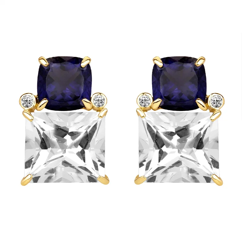 Ladies earrings with tide charms -Earrings - Iolite, Crystal And Diamond (2382H)