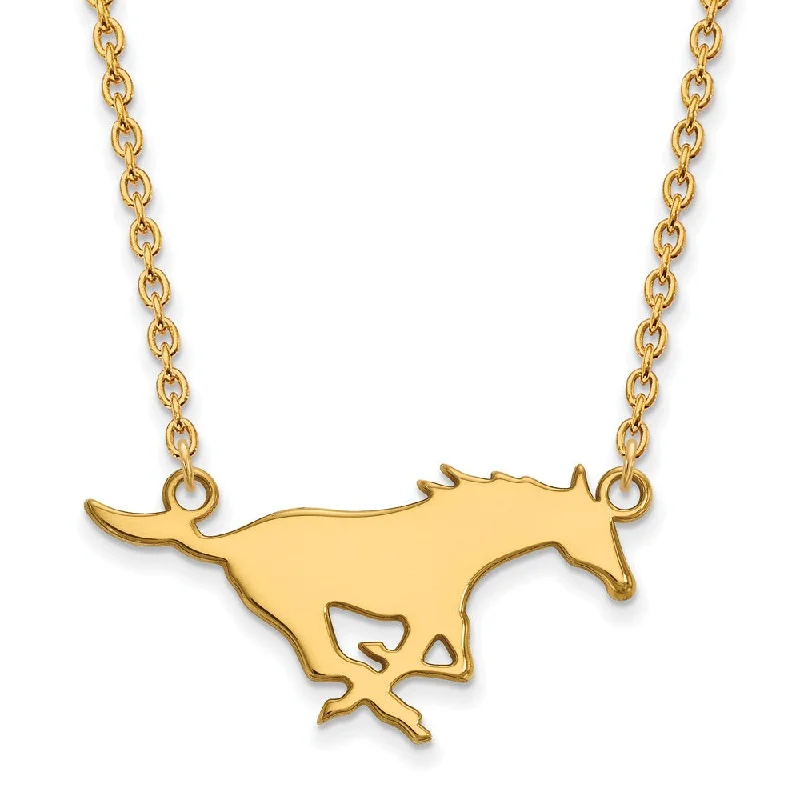 ladies-party-snake-chain-necklaces-10k Yellow Gold Southern Methodist U Large Pendant Necklace