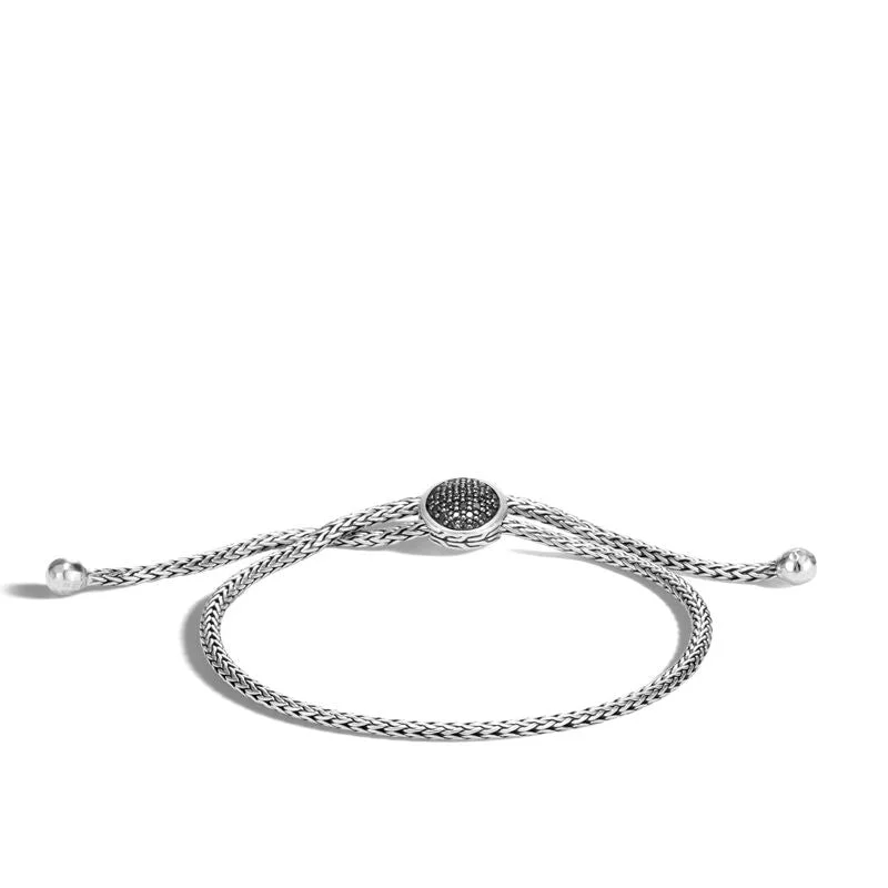 ladies-moon-bangle-stack-bracelets-John Hardy Classic Chain Pull Through Bracelet with Black Sapphire BBS9995904BLSBN