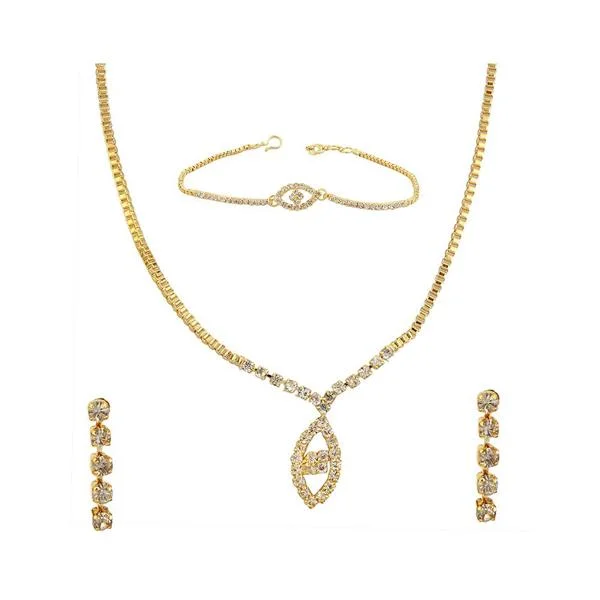 ladies-ethnic-rope-twist-bracelets-Kriaa Gold Plated Necklace Set With Bracelet - 1201911