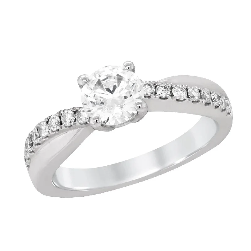 Ladies engagement rings with loop settings -PLATINUM ENGAGEMENT RING SETTING WITH TWISTED SHANK AND DIAMONDS, .26 CT TW