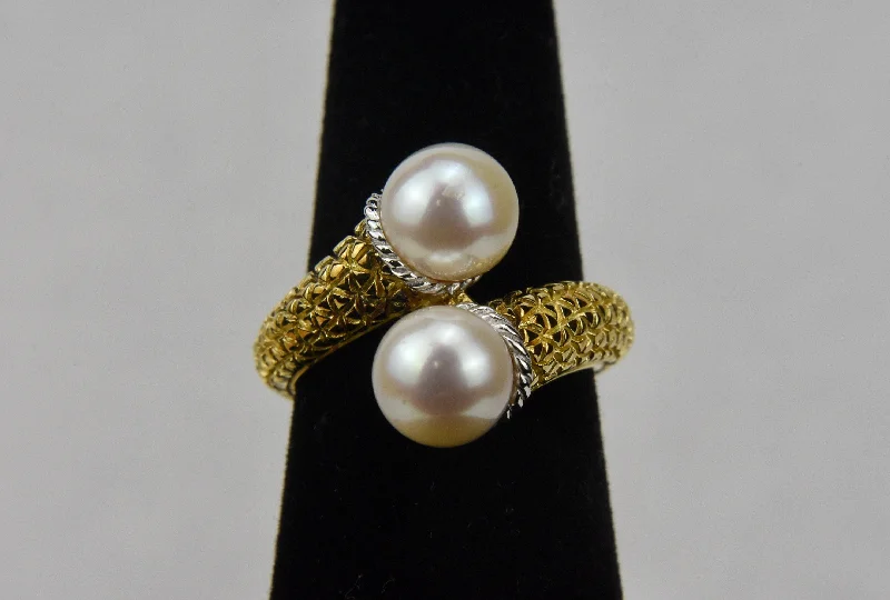 Ladies rings for legal vibes -Pearl Gold Tone Sterling Silver Ring - Size 5.25