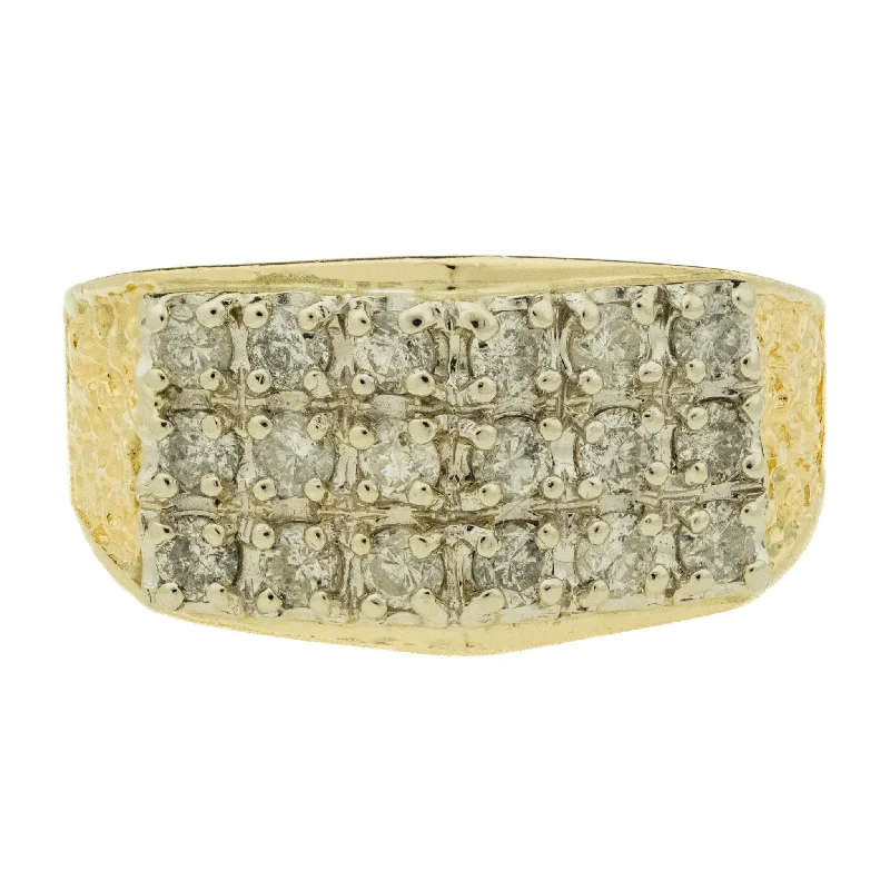 Ladies rings urban flair -1.08ctw Diamond Accented Gent's Ring in 14K Two Tone Gold -Size 9.5