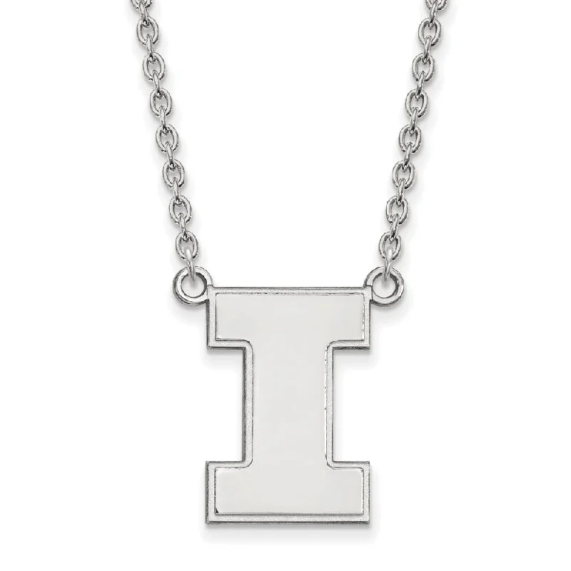 ladies-party-snake-chain-necklaces-10k White Gold U of Illinois Large Initial I Pendant Necklace