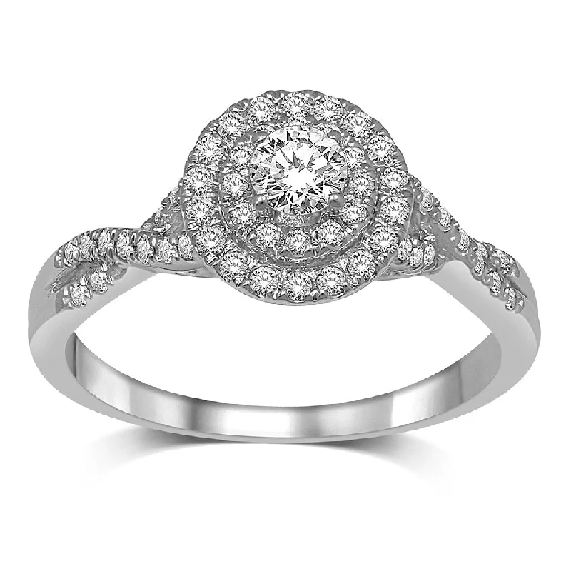 Ladies engagement rings cool romance -14K White Gold 1/2 Ct.Tw.Diamond Halo Engagement Ring