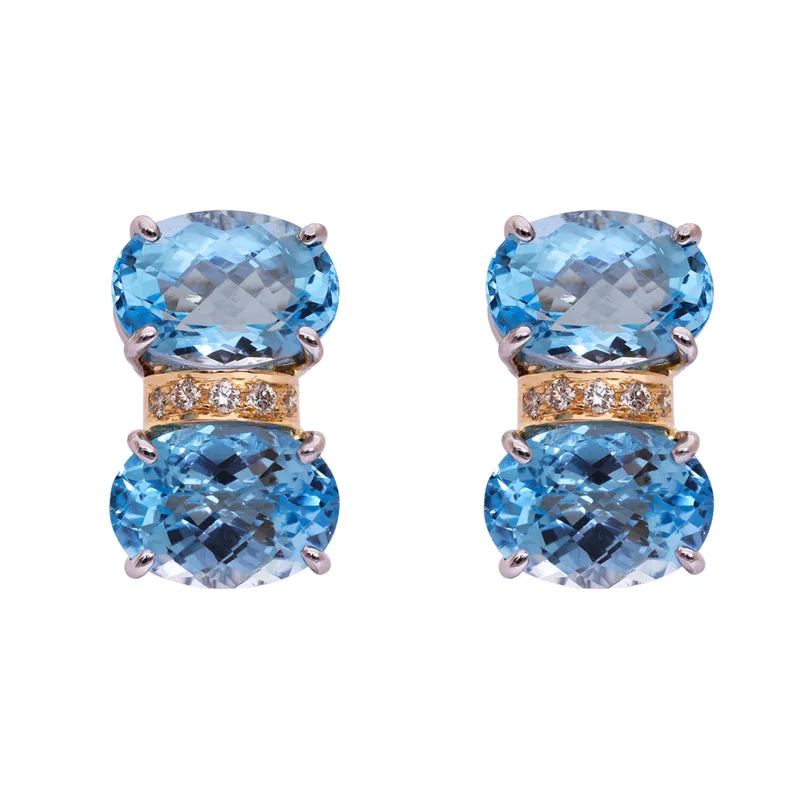 Ladies earrings for rebel vibes -Earrings- Blue Topaz and Diamond