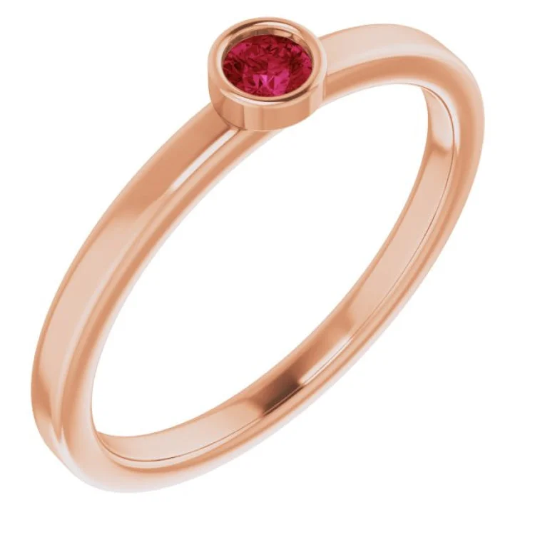 Ladies rings with calm motifs -14K Rose 3 mm Lab-Grown Ruby Ring