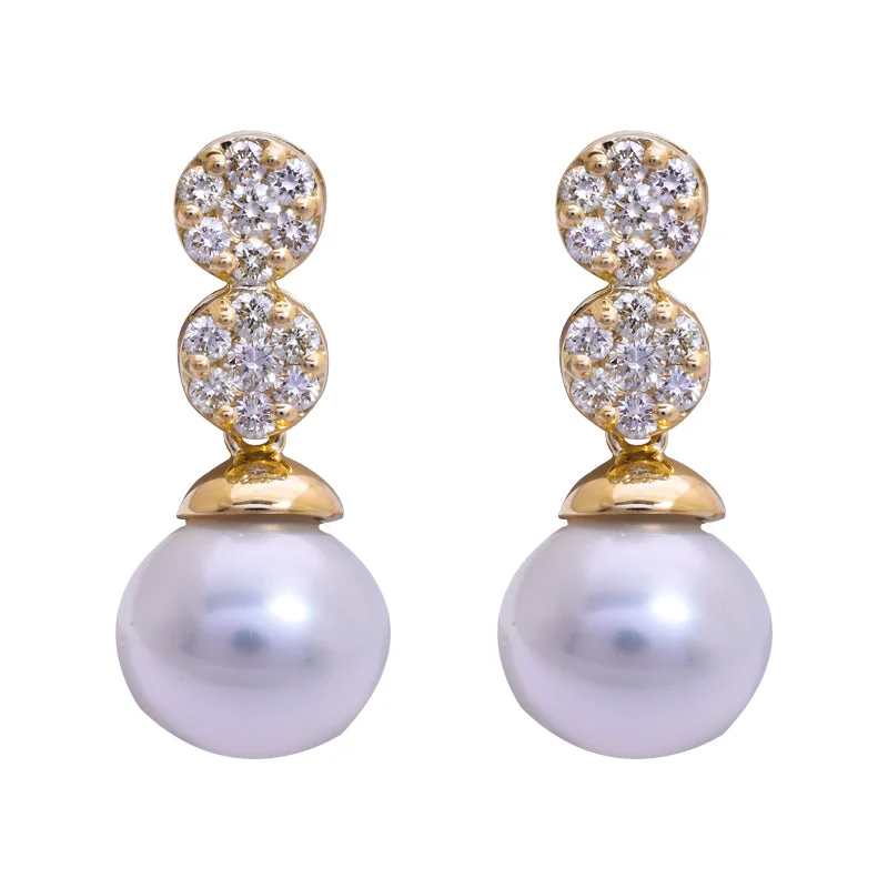 Ladies earrings for young spirits -Earrings- South Sea Pearl and Diamond