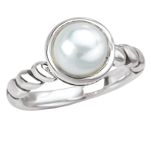 Ladies rings with star designs -Ladies Fashion Pearl Ring