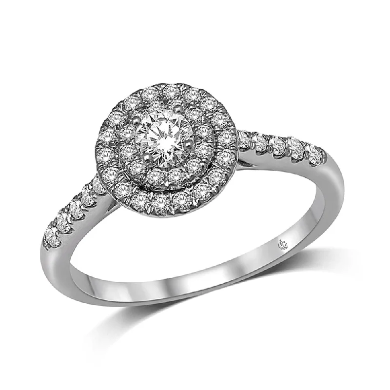 Ladies engagement rings funky romance -14K White Gold 1/2 Ct.Tw.Diamond Halo Engagement Ring