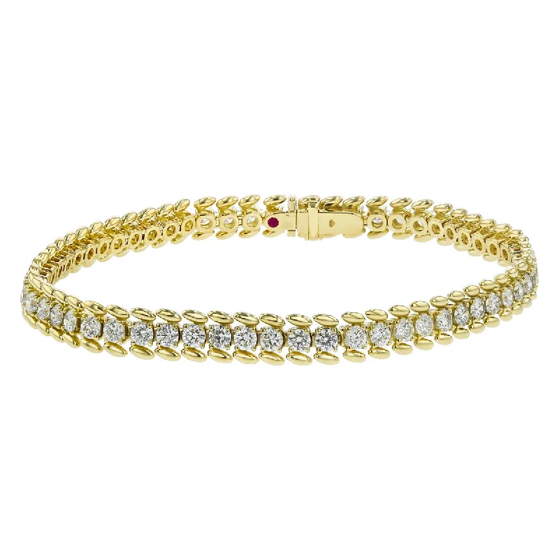 ladies-crystal-silver-bracelets-Line 18K Yellow Gold and Diamond Bracelet