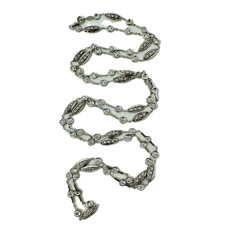 ladies-everyday-cable-chain-necklaces-Vaid 18K White Gold 32" Necklace with 113 Diamonds