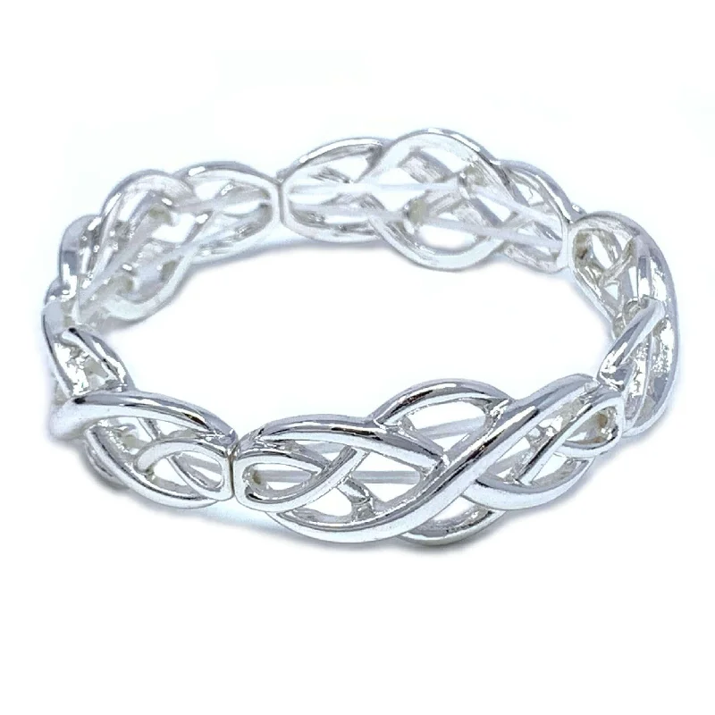 ladies-moon-bangle-stack-bracelets-Silver Celtic Adjustable Stretch Bracelet