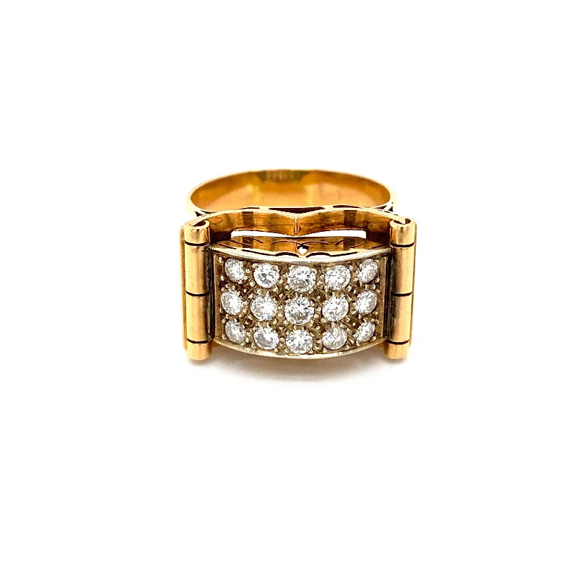 Ladies rings for lazy vibes -Art Deco 1.50 Carat Diamond Gold Band Ring