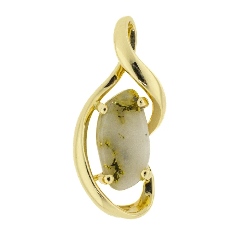 Ladies rings for chill charm -Gold Bearing Quartz Pendant in 14K Yellow Gold