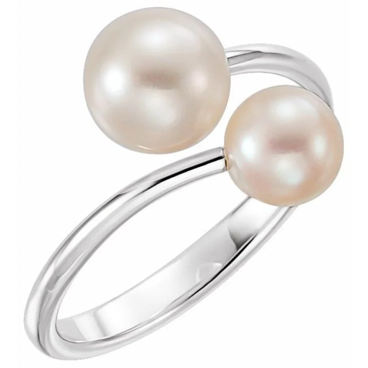 Ladies rings for adventure vibes -14K White Freshwater Cultured Pearl Ring