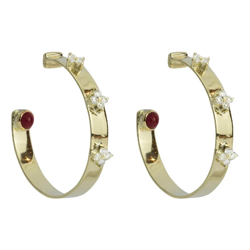 Ladies earrings playful shine -Earrings - Diamond And Ruby