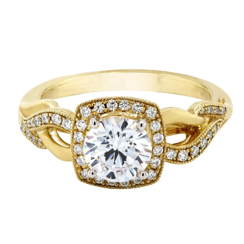 Ladies engagement rings spiral vows -YELLOW GOLD ENGAGEMENT RING SETTING WITH CROSSOVER SHANK, .19 CT TW