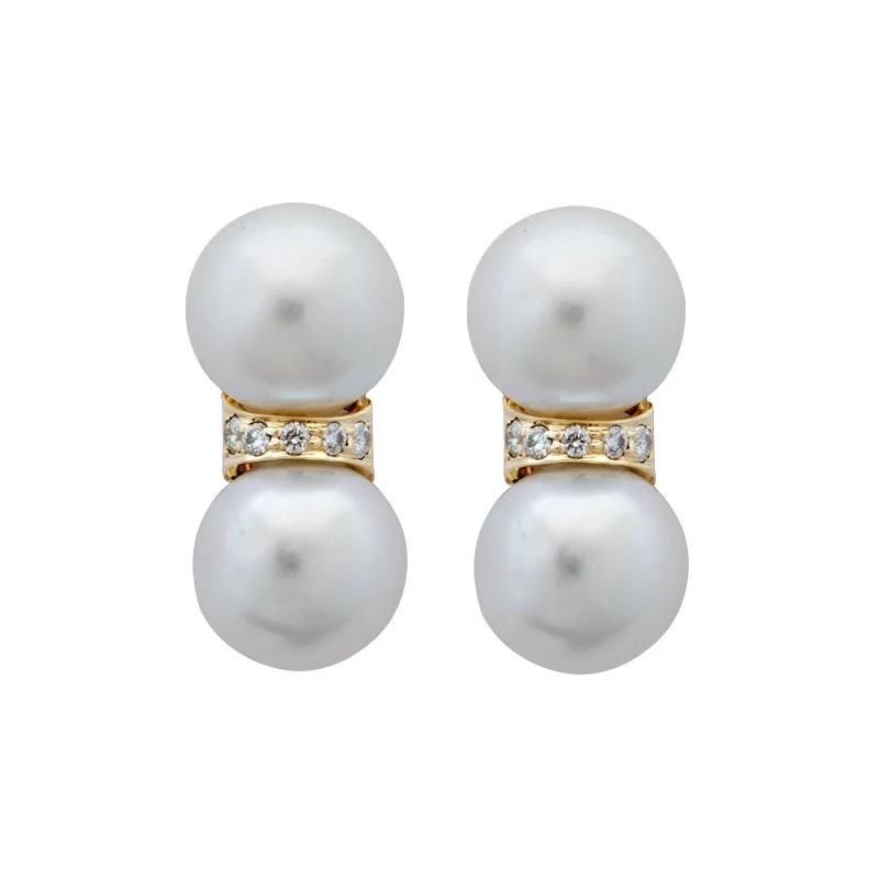 Ladies earrings featherlight drops -Earrings-Pearl and Diamond