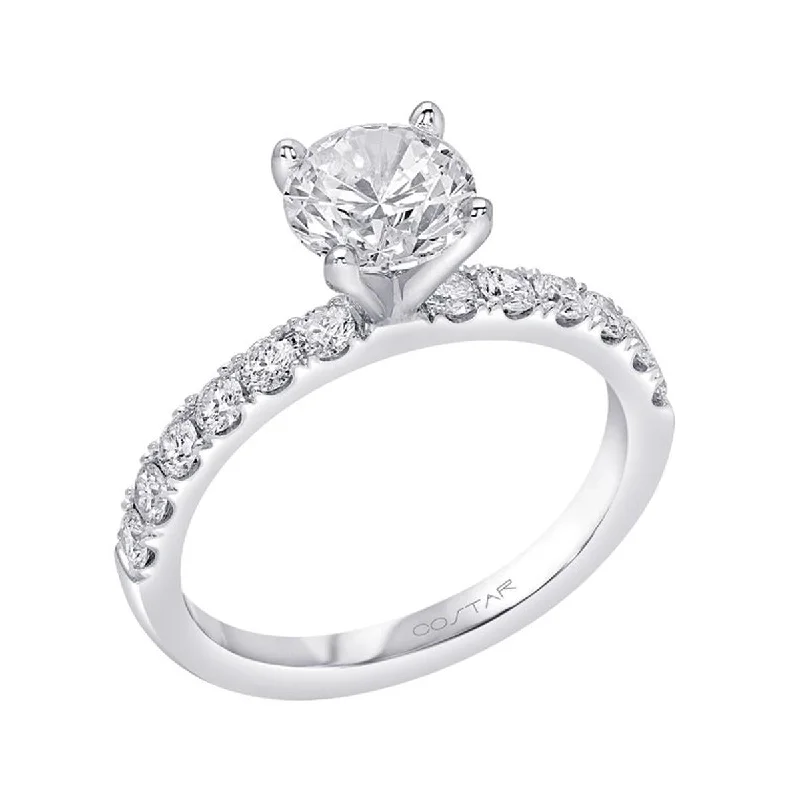 Ladies engagement rings ornate brilliance -CLASSIC WHITE GOLD ENGAGEMENT RING SETTING WITH ROUND SIDE DIAMONDS, .47 CT TW