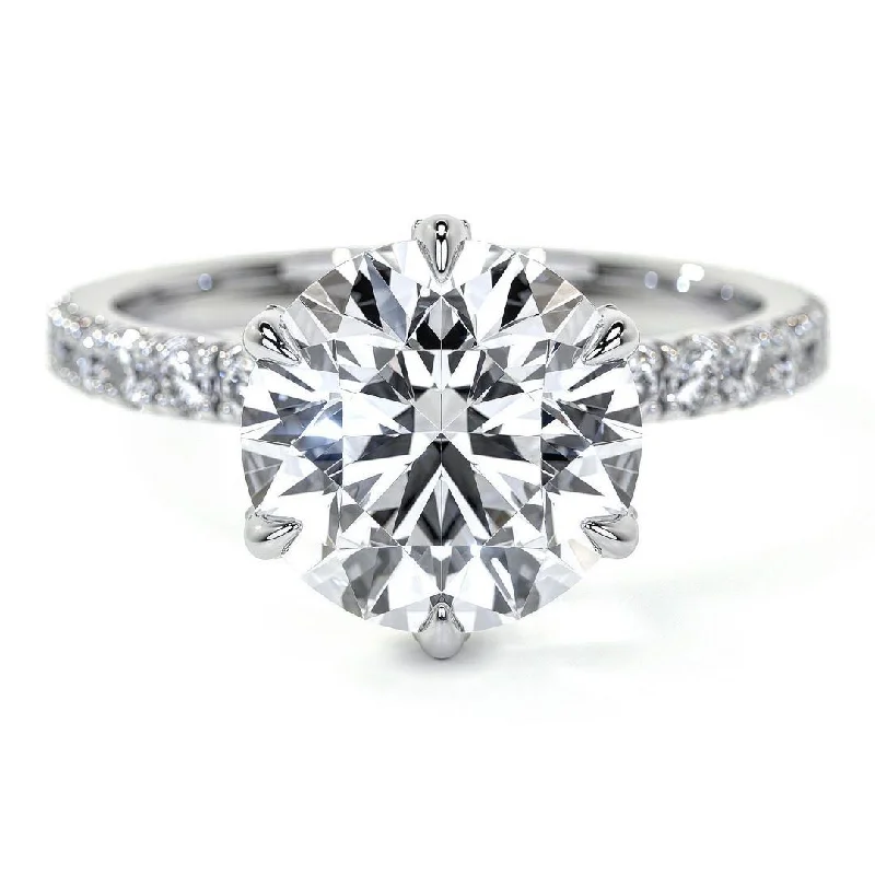 Ladies engagement rings bold vows -Luxurious Diamond Engagement Ring with Pave Setting