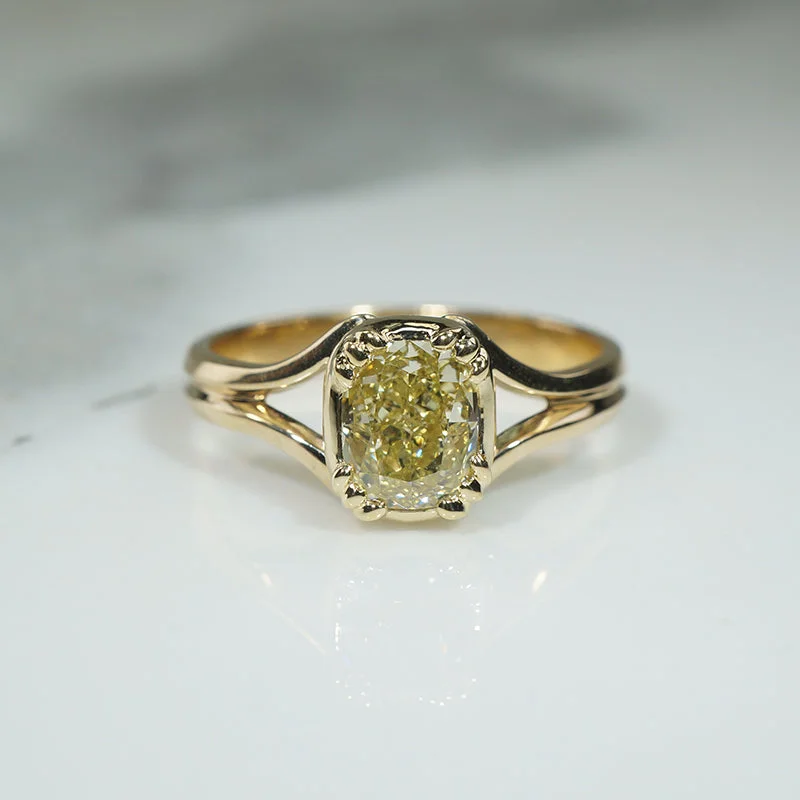 Ladies rings quirky brilliance -Internally Flawless Fancy Yellow Cushion Cut Diamond Ring by 720