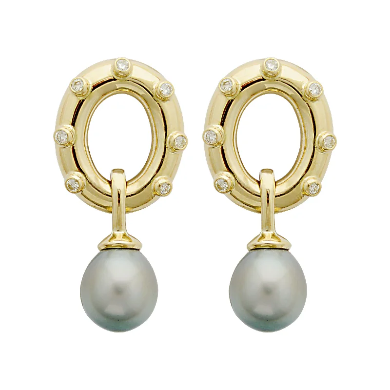 Ladies earrings floral shine -Earrings- South Sea Pearl And Diamond