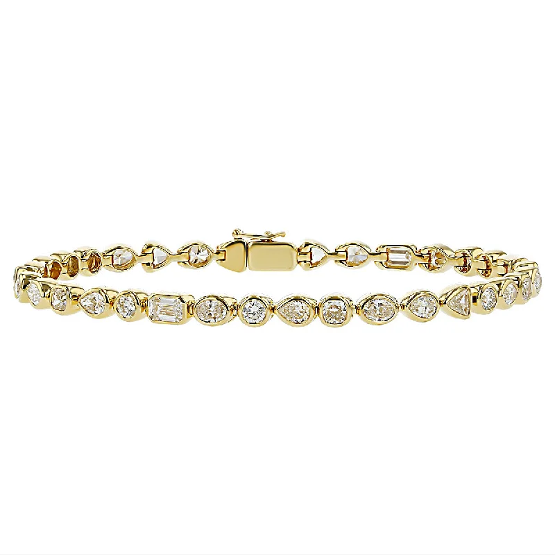 ladies-gift-link-chain-bracelets-Portofino Mixed Shape Diamond Line Bracelet