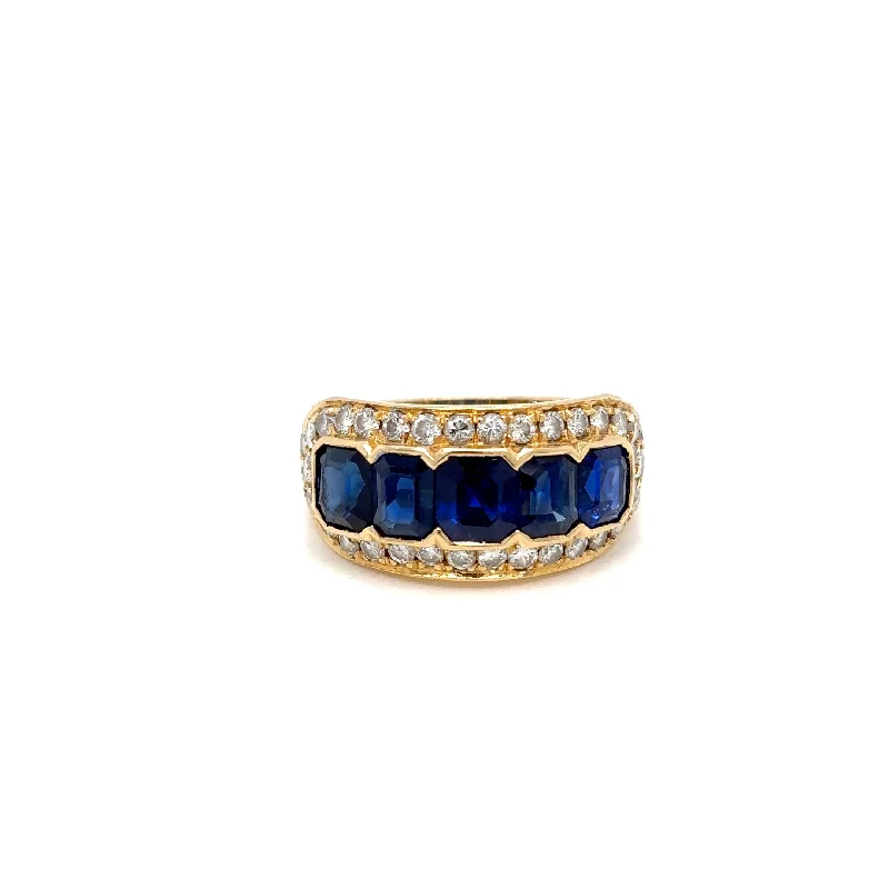 Ladies rings playful elegance -Illario Natural Sapphire Diamond Band Ring