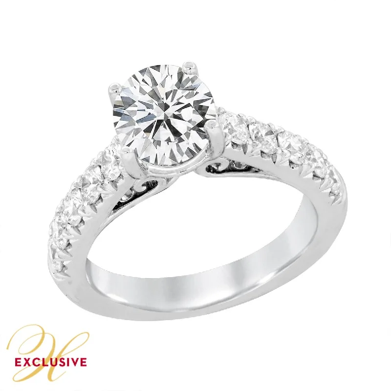 Ladies engagement rings with swim brilliance -WHITE GOLD CATHEDRAL ENGAGEMENT RING SETTING, .91 CT TW