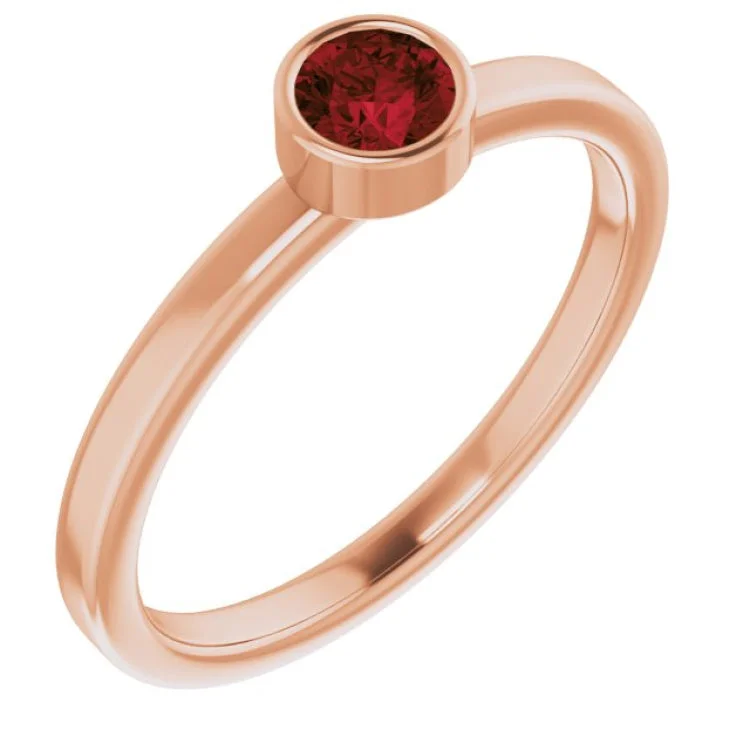 Ladies rings tarnish-proof silver -14K Rose 4 mm Natural Mozambique Garnet Ring