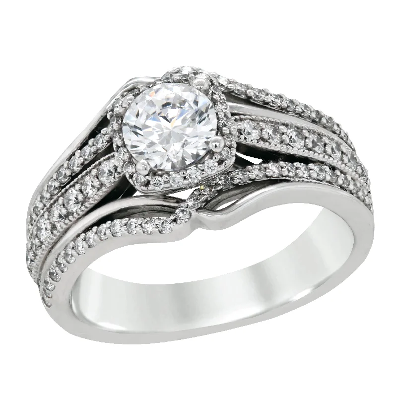 Ladies engagement rings bespoke love -WHITE GOLD ORNATE DIAMOND ENGAGEMENT RING SETTING, .55 CT TW