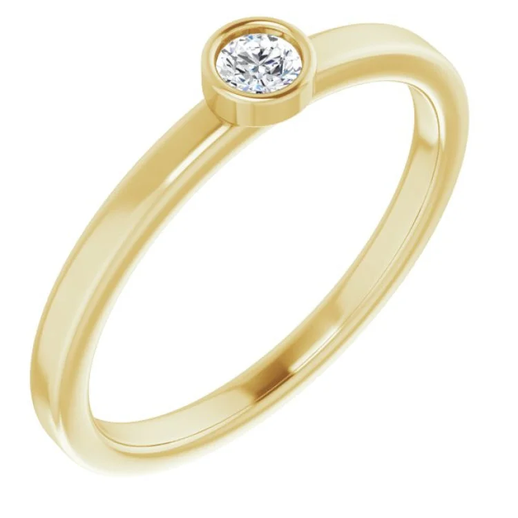 Ladies rings for scholar vibes -14K Yellow 3 mm Natural White Sapphire Ring