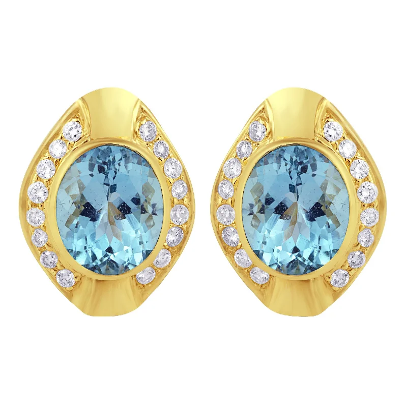 Ladies earrings with howl charms -Earrings- Blue Topaz And Diamond